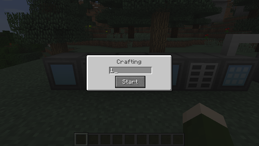 Screenshot of the crafting start UI in v0.6