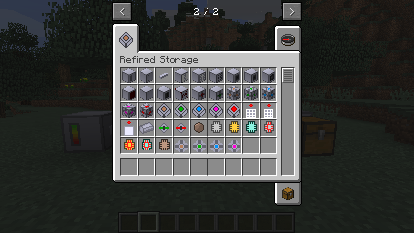 Screenshot of the creative menu tab of Refined Storage in v0.3